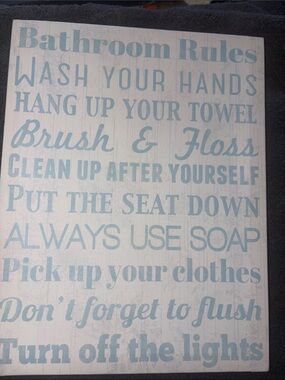 Kohl's Light Blue 'Bathroom Rules' Wall Sign